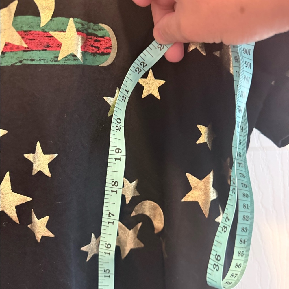 Gucci Black Tee with Gold Stars and Moons - Picture 6 of 6